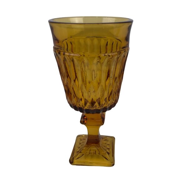 Indiana Glass Colony Park Lane Amber Wine Water Goblet Footed - Picture 2 of 10